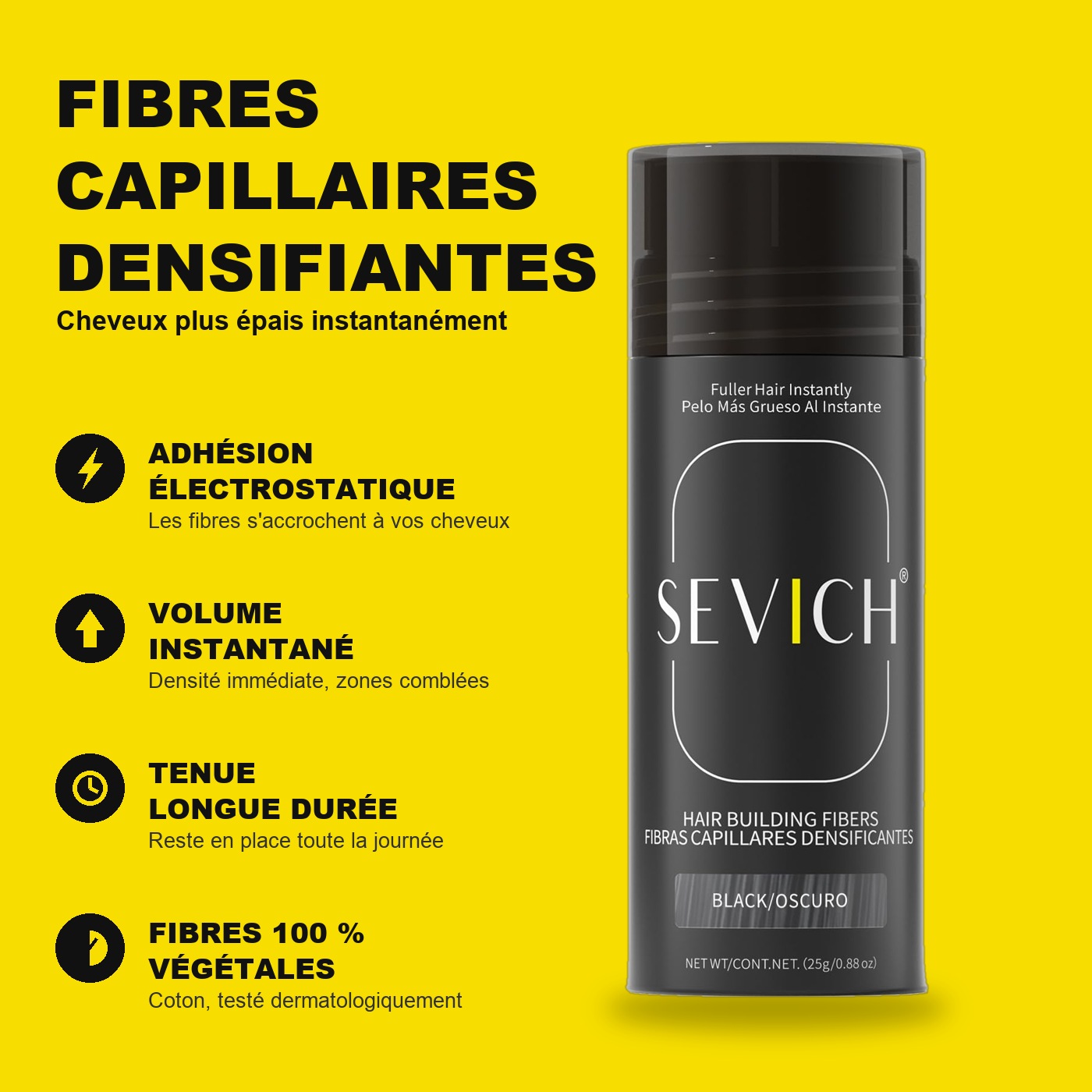 Avantages de la poudre densifiante cheveux SEVICH