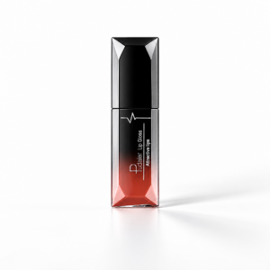 Gloss Pudaier N°12, flacon fermé noir et transparent avec teinte brique, entièrement visible sur fond blanc